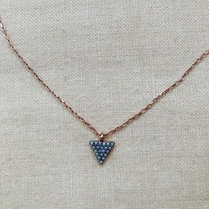 Dainty Rose Gold & Turquoise Triangle Necklace